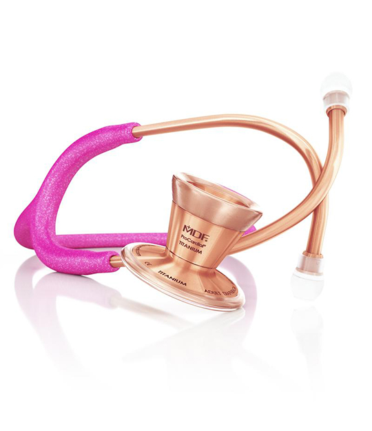 Procardial Titanium Stethoscope 797T Rose Gold Pink Glitter